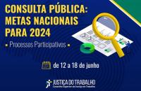 Arte gráfica com fundo azul escuro e o texto centralizado Consulta Pública Metas Nacionais para 2024