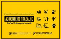Arte gráfica com fundo amarelo alusiva ao Dia Nacional de Prevenção de Acidentes de Trabalho.