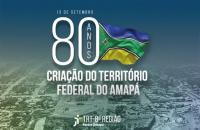 Arte gráfica nas cores azul que fala sobre a data de criação do Território do Amapá 