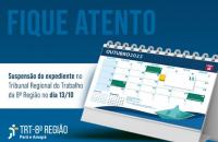Arte gráfica com o fundo azul e um calendário ao lado direito, que destaca o dia 13 de outubro.