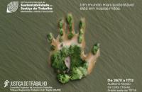  Arte gráfica com fundo verde e fotografia de uma mão . Centralizado a frase " VIII Encontro Nacional de Susten