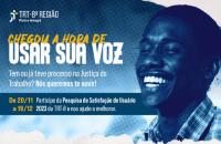 #ParaTodosVerem: #ParaTodosVerem: Arte gráfica nas cores azul com a imagem de um homem negro sorrindo ao lado direito. Ao lado e