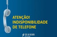 #ParaTodosVerem: Arte com fundo azul. No centro, ao lado esquerdo, um telefone pendurado pelo fio. Ao lado, o informe "Atenção! 
