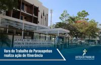 Foto em ambiente aberto, em destaque, a fachada do fórum trabalhista de Paraupebas
