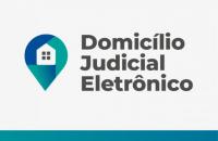 Arte gráfica com fundo branco e cores verde. O seguinte texto: Domicílio Judicial Eletrônicolio Eletrônico