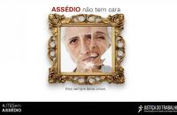 Arte gráfica na cor branca, com a temática #JT8SemASSÉDIO