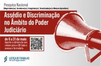 ParaTodosVerem:  No card o texto: Pesquisa Nacional. Magistrados (as), Servidores (as), Estagiários (as), Terceirizados (as) e M