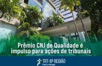 #ParaTodosVerem: Arte gráfica contendo no fundo uma fotografia do prédio sede do TRT-8. Centralizado na parte inferior, está o s