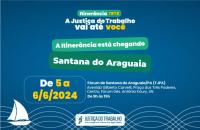 Imagem 1 - Arte gráfica com datae endereço da Itinerância em Santana do Araguaia. Imagem 2 - Arte com os serviços oferecidos.