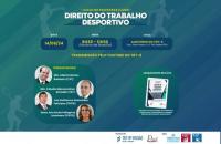 Arte gráfica com ilustrações de atletas de várias modalidades. Sobre elas, informações de dia, horário e programação do evento.