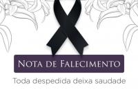 Arte com fundo branco. Centralizado um laço preto. Abaixo o texto: Nota  de Falecimento. "Toda despedida deixa saudade"