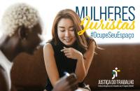ParatodosVerem: Arte gráfica contendo a imagem de duas mulheres conversando, na parte superior direita, o texto: Mulheres jurist