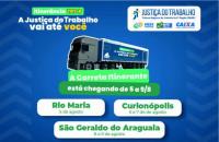 Arte gráfica com a imagem da carreta e informações contidas no texto. 