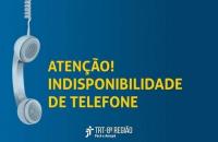 #ParaTodosVerem: Arte com fundo azul. No centro, ao lado esquerdo, um telefone pendurado pelo fio. Ao lado, o informe "Atenção! 