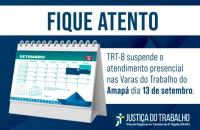 Arte gráfica em azul escuro e branco com o alerta de plantão judiciário nas Varas do Trabalho do Estado do Amapá nesta sexta