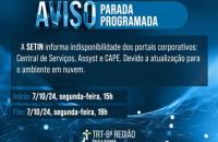 Arte gráfica com fundo azul e informações contidas no texto. 