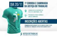 Arte gráfica ao lado esquerdo a camisa da  Corrida e ao lado direito informações sobre a inscrição.