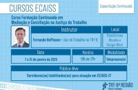 #ParaTodosVerem: Arte gráfica nas cores azul e branco. No card, o texto: Curso de Formação Continuada em Mediação e Conciliação,