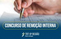 #ParaTodosVerem: Arte gráfica nas cores azul, branca e amarela, com a seguinte frase: "concurso de remoção interna".