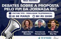 #ParaTodosVerem: Arte gráfica com fundo azul, no cabeçalho os dizeres: Mesa Redonda. Abaixo o título "Debates sobre a proposta" 