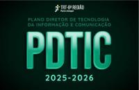#ParaTodosVerem: Arte gráfica nas cores verde e preto. No card, o texto: Plano Diretor de Tecnologia da Informação e Comunicação