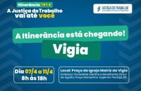 Arte gráfica com fundo azul e informações contidas no texto. 