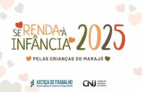 #ParaTodosVerem: Arte gráfica colorida com corações de fundo. No card, o texto: Se Renda à Infância 2025, pelas crianças do Mara