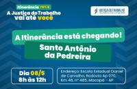 #ParaTodosVerem: Card nas cores azul, branco, verde e amarelo. Na parte superior o texto: Itinerância TRT-8. A Justiça do Trabal
