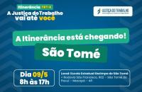 #ParaTodosVerem: Card nas cores azul, branco, verde e amarelo. Na parte superior o texto: Itinerância TRT-8. A Justiça do Trabal