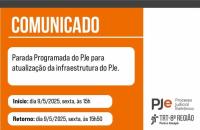 Arte gráfica nas cores branca e laranja com informações contidas no texto. No rodapé do lado direito, a logo do PJe e do TRT-8