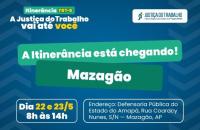 Arte gráfica com fundo azul com texto na parte superior da imagem: Itinerância TRT-8, A justiça do Trabalho vai até você