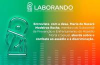 Descrição de imagem: arte gráfica colorida. No card, o texto: Laborando. O podcast da Justiça do Trabalho  no Pará e Amapá. Entr