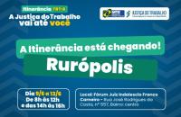 #ParaTodosVerem: Arte gráfica com texto no canto superior: Itinerância TRT-8 A justiça do Trabalho vai até você ao lado a logoma