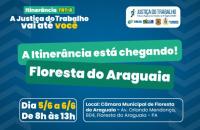 #ParaTodosVerem: Card nas cores azul, branco, verde e amarelo. Na parte superior do lado esquerdo o texto: Itinerância TRT-8. A 