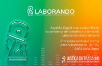 Descrição de imagem: arte gráfica colorida. No card, o texto: Laborando. O podcast da Justiça do Trabalho no Pará e Amapá. 