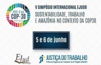 #ParaTodosVerem: Arte com o fundo azul. No canto superior direito, nas cores verde, branco e amarelo, ícone da Justiça do Trabal