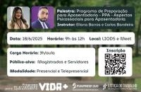 Card Digital com texto no centro da imagem:  Programa de Preparação para Aposentadoria - Aspectos Psicossociais para Aposentador