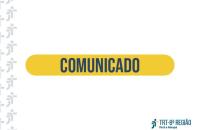 #ParaTodosVerem: Arte gráfica nas cores branca, azul e amarela. Na parte superior, a palavra: Comunicado. No rodapé a logo do TR
