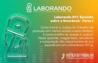 Descrição de imagem: arte gráfica colorida. No card, o texto: Laborando #17: Episódio sobre a Itinerância - Parte 2. Como é leva