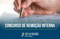 #ParaTodosVerem: Arte gráfica nas cores azul, branca e amarela, com a seguinte frase: "concurso de remoção interna".