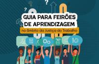 Foto e Texto: CSJT #ParaTodosVerem: Arte gráfica nas cores azul, branco e amarelo. Centralizado o texto: Guia para feirões de Ap
