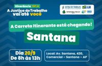  Arte gráfica com fundo azul contendo as informações da ação itinerante, como por exemplo, data, local, horário e as logos no ro