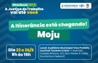 Arte gráfica com fundo azul contendo as informações da ação itinerante, como por exemplo, data, local, horário e as logos no rod