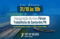 #ParaTodosVerem: arte gráfica nas cores azul e amarelo. Imagem da orla de Santarém no fundo, com texto centralizado "Em breve 31