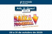 #ParaTodosVerem: Arte gráfica nas cores branco, azul e tons de laranja. Com o texto centralizado "Alô, 2º Grau! Vem aí! Semana d