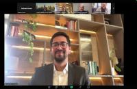 Print da tela de audiência telepresencial de conciliação que reúne quatro pessoas