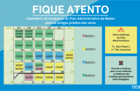 Calendário com os dias que cada setor mudará para os blocos.