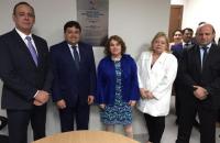 Foto dos presidentes e vices presidentes da TRT8 e da OAB na inauguração. 