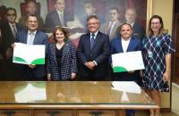 Presidente do TRT8, Suzy Koury, com o prefeito Zenaldo Coutinho, os secretários Pio Netto e Claudio Mercês e a servidora Taissa 