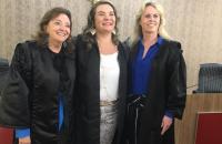 À esquerda a desembargadora Graziela Colares, desembargadora Pastora Leal ao centro e desembargadora Mary Anne à direita